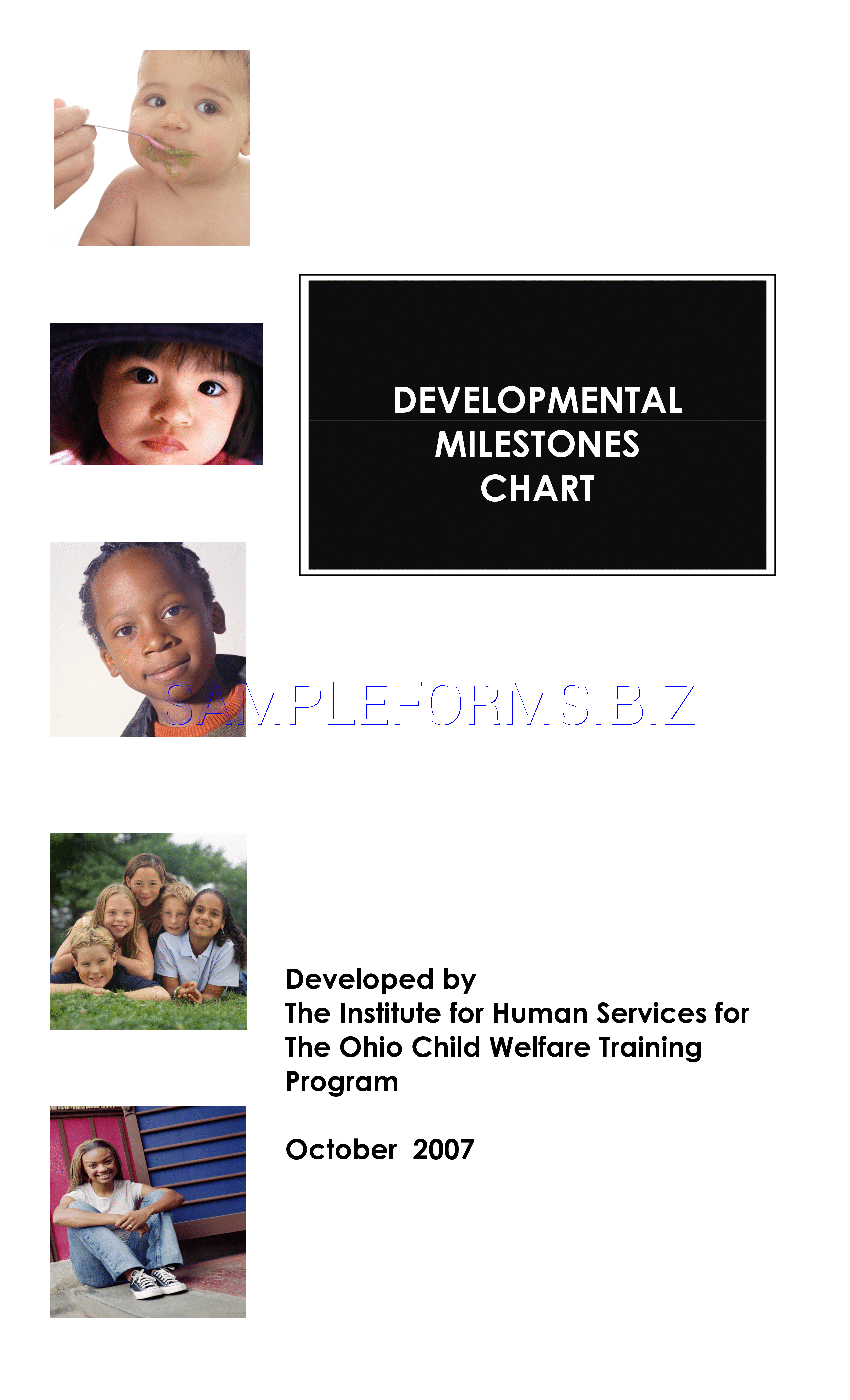 Preview free downloadable Developmental Milestones Chart in PDF (page 1)